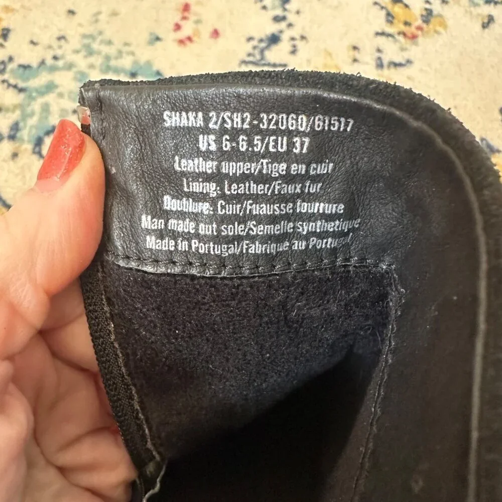 Taos Shaka Leather Ankle Heel Bootie Black Womens Size 37 US 6 6.5 Boho Zipper
